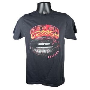 CR2SH Grunge Streetwear Graphic Tee - Black Lips Arizona Y2K